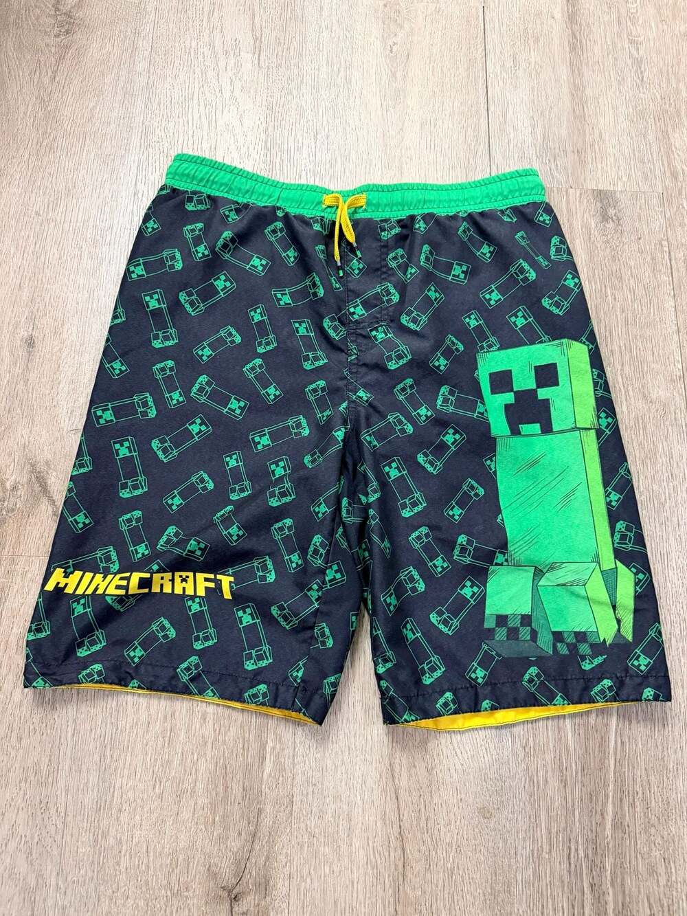 Minecraft Boys Creeper Print Swim Trunks Size 14/16